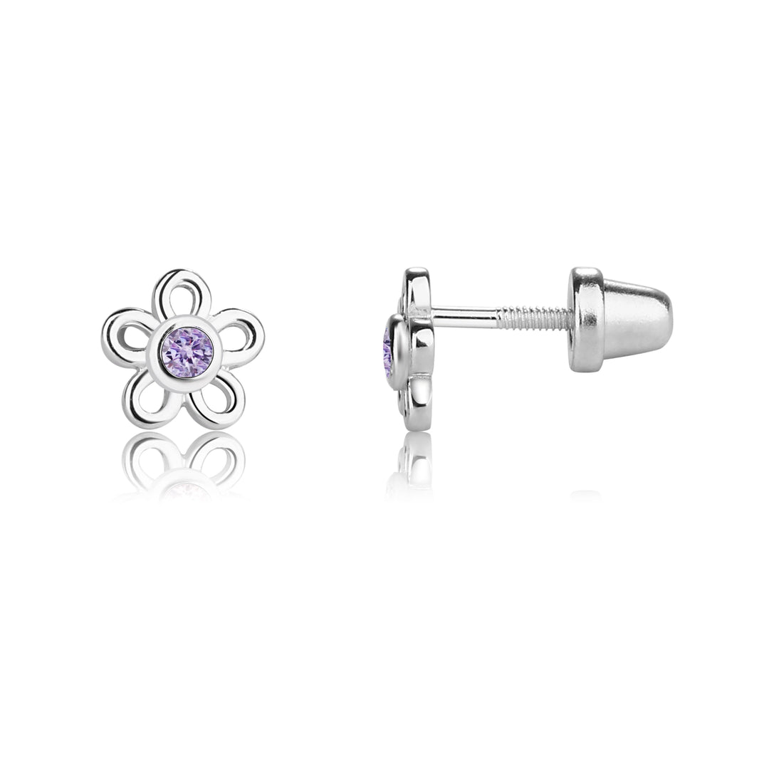 Sterling Silver Purple Daisy Earrings