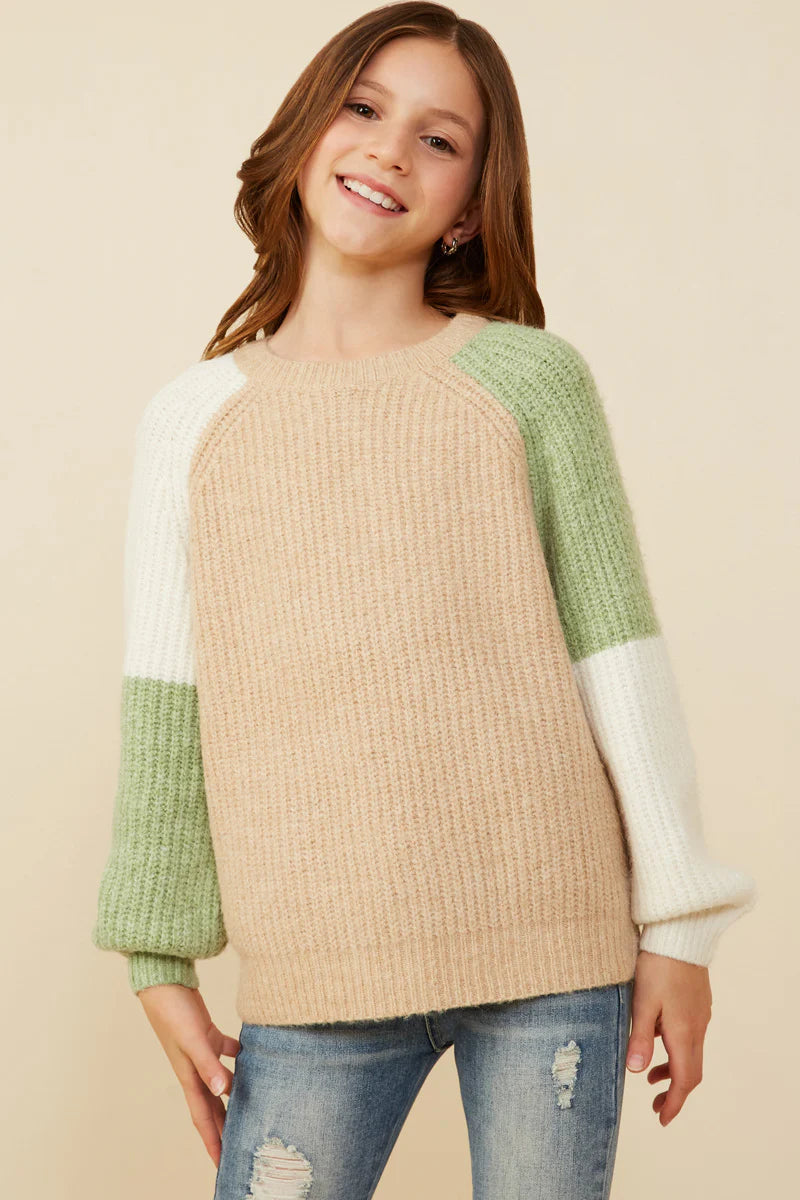Aysmmetric Color Block Pullover Sweater
