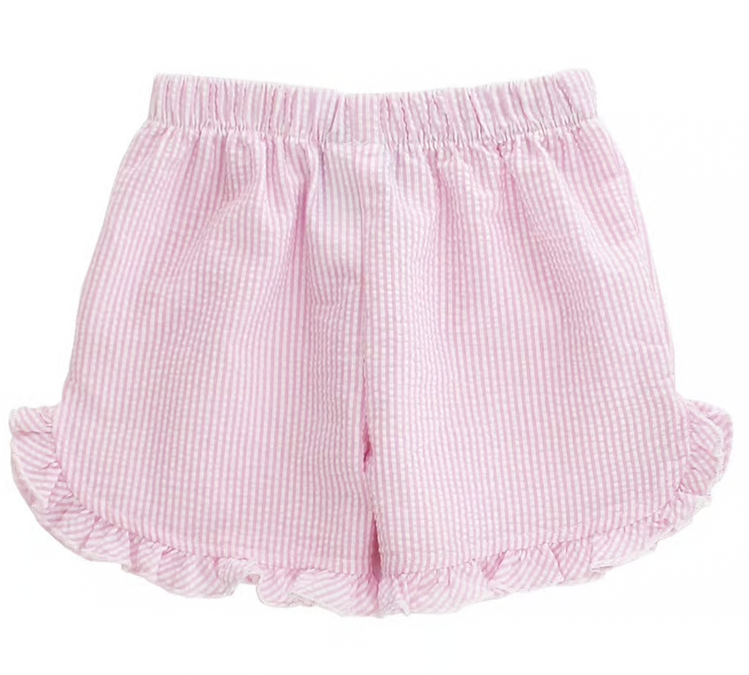 Light Pink Seersucker Stripe Short w/ Ruffle