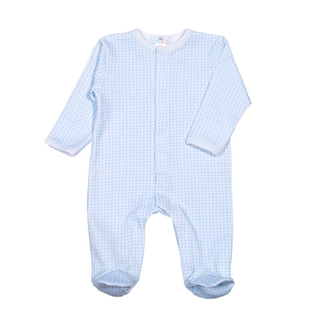 Peter Blue Gingham Pima Footie