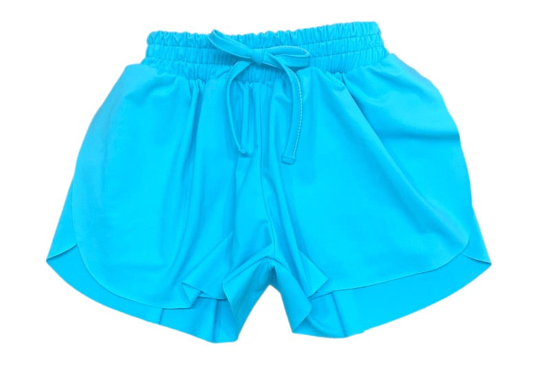 Tween Athleisure Butterfly Shorts- Bright Blue