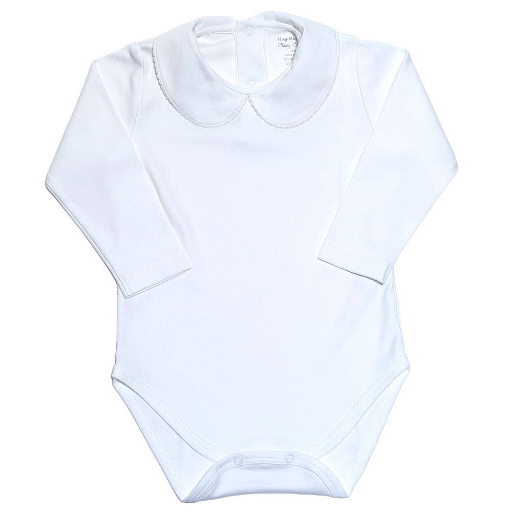 White Pima Round Collar L/S Bodysuit