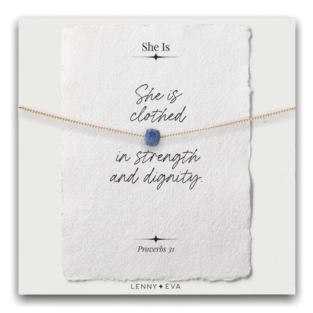 She Is Necklace-"She is clothed in strength and dignity"