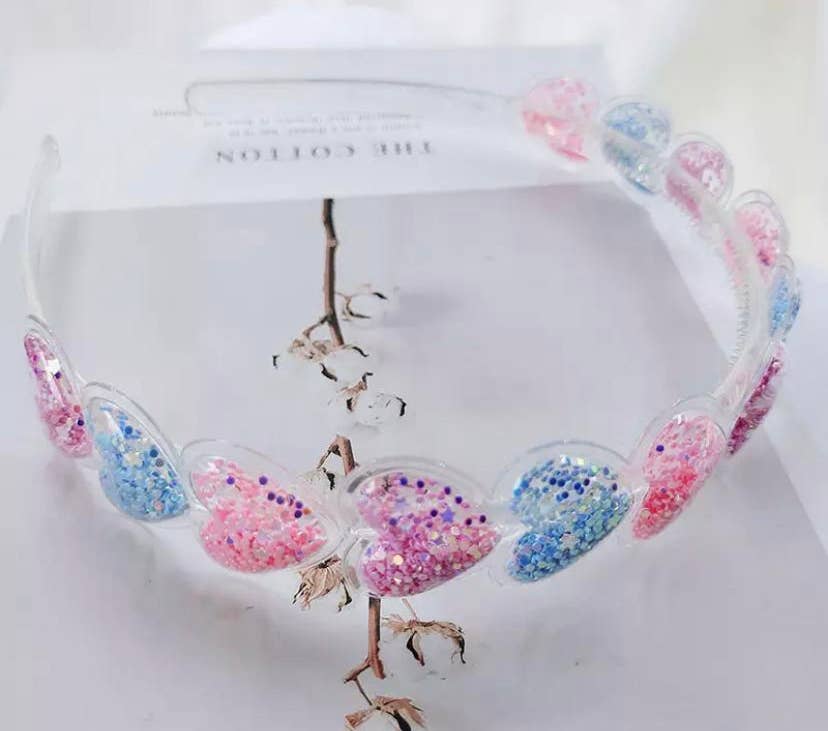 Glitter Hearts Headband Heart Headband - Lav, Pink, Purple