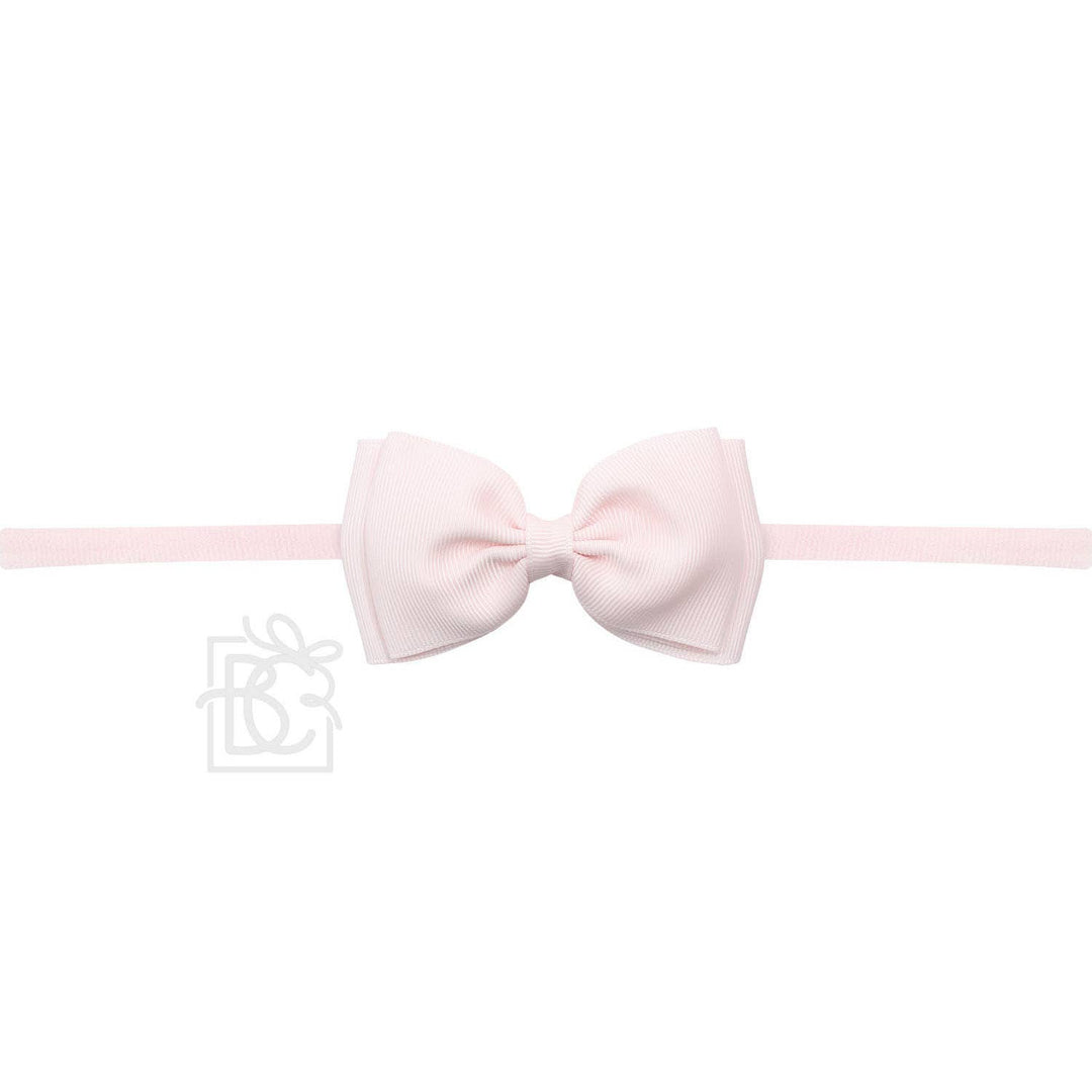 Beyond Creations-Pink 1/4" PANTYHOSE HEADBAND W/ 3.25" FLAT DOUBLE KATE BOW