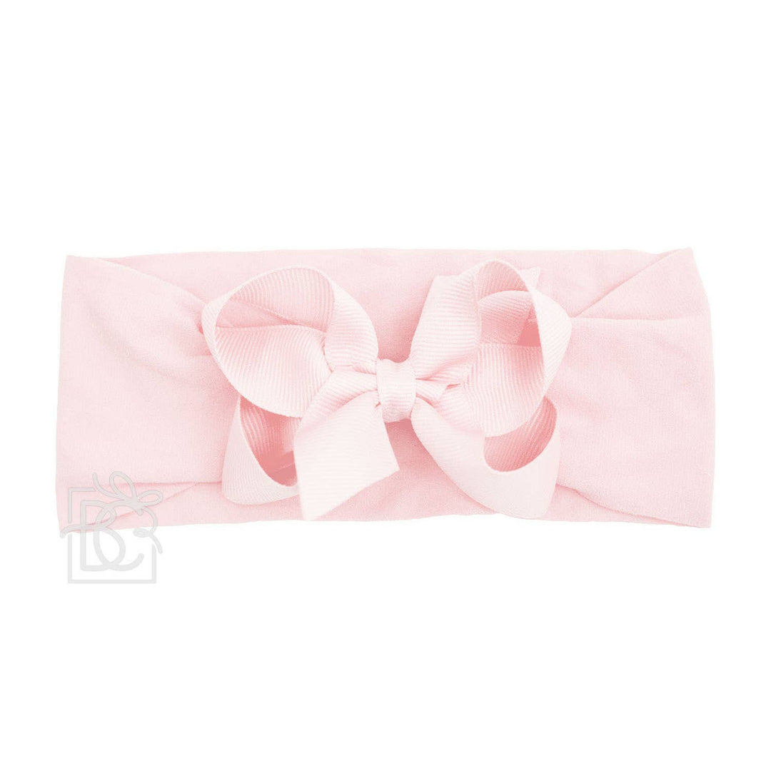 Pink WIDE PANTYHOSE HEADBAND W/CLASSIC GROSGRAIN BOW