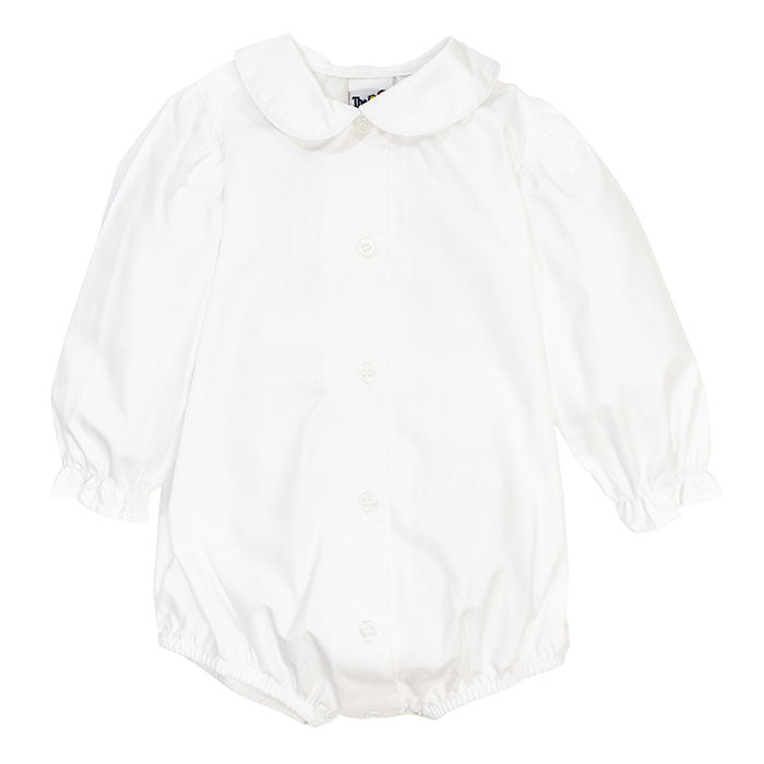 GIRLS LONG SLEEVE PIPED BUTTON FRONT ONESIE