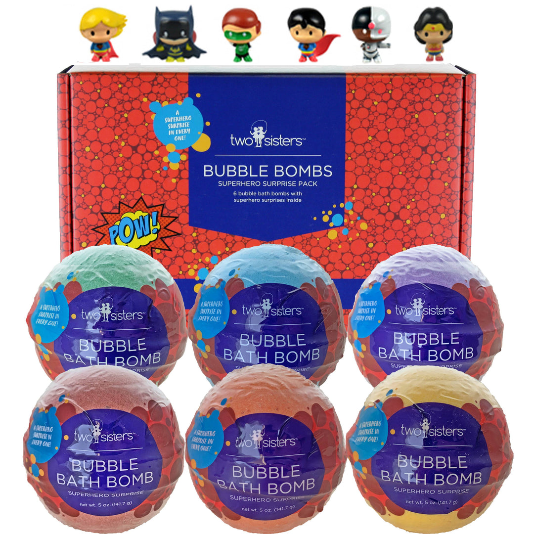 6 Superhero Surprise Bubble Bath Bombs Set