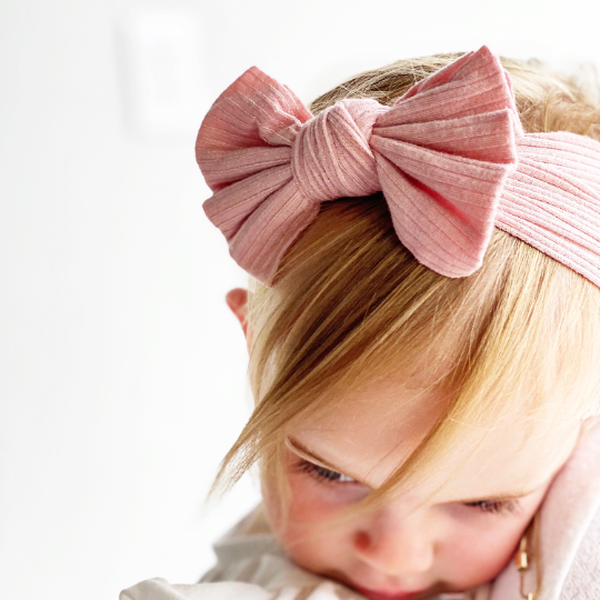 Ribbed Bow Headbands- WHITE