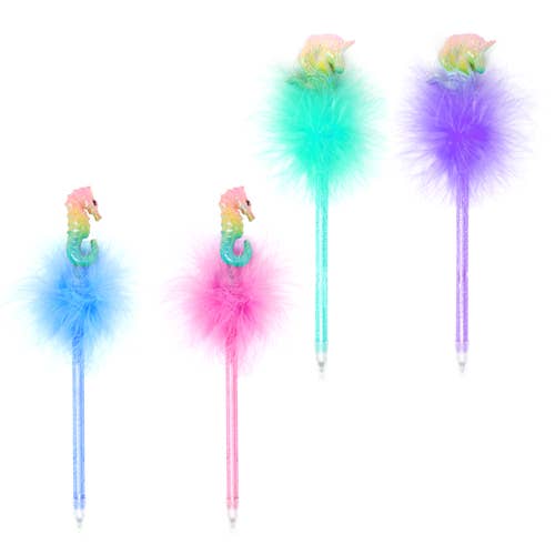 Seahorse and Unicorn Fluffy Pens