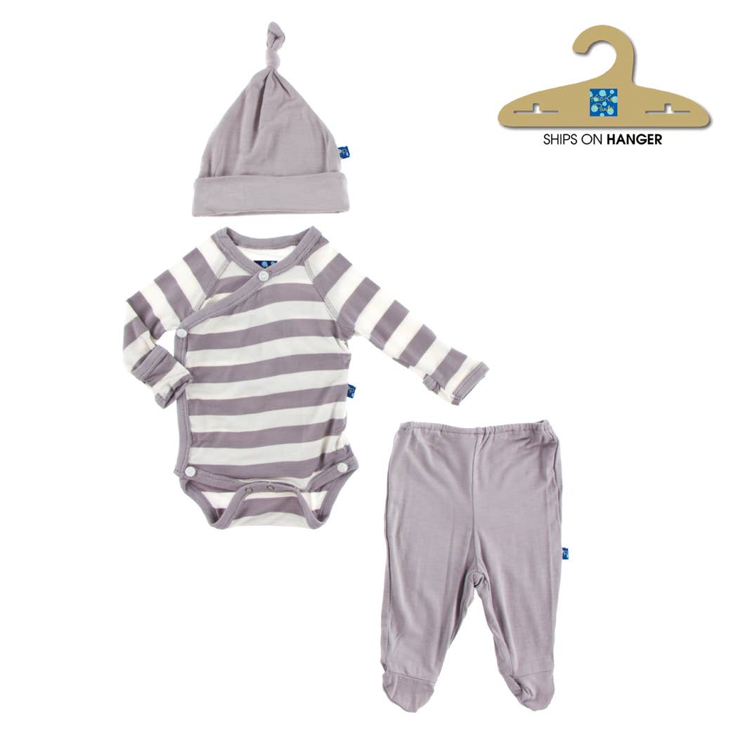 Kimono Newborn Gift Set - Feather Contrast Stripe