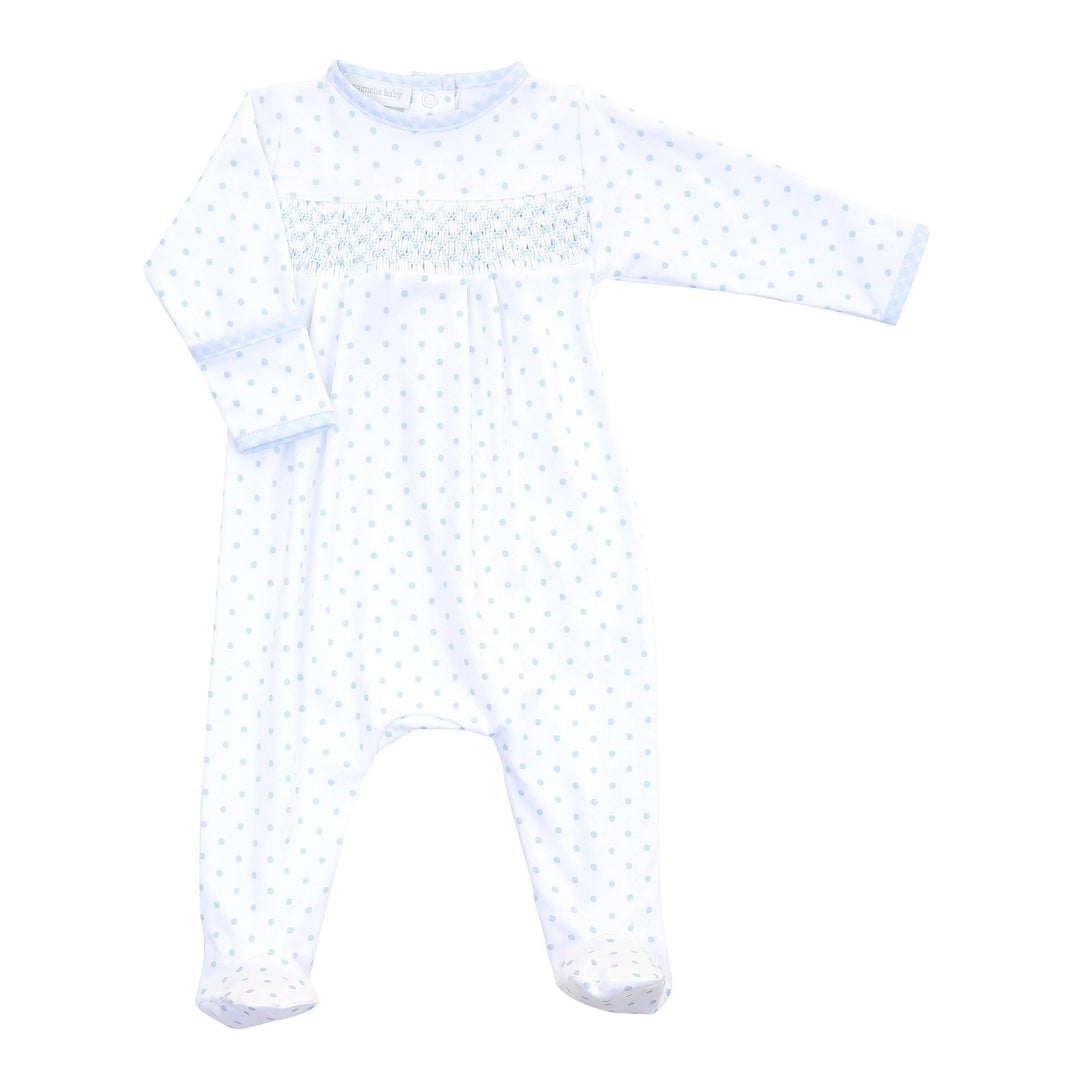 Blue Gingham Dots Smocked Footie