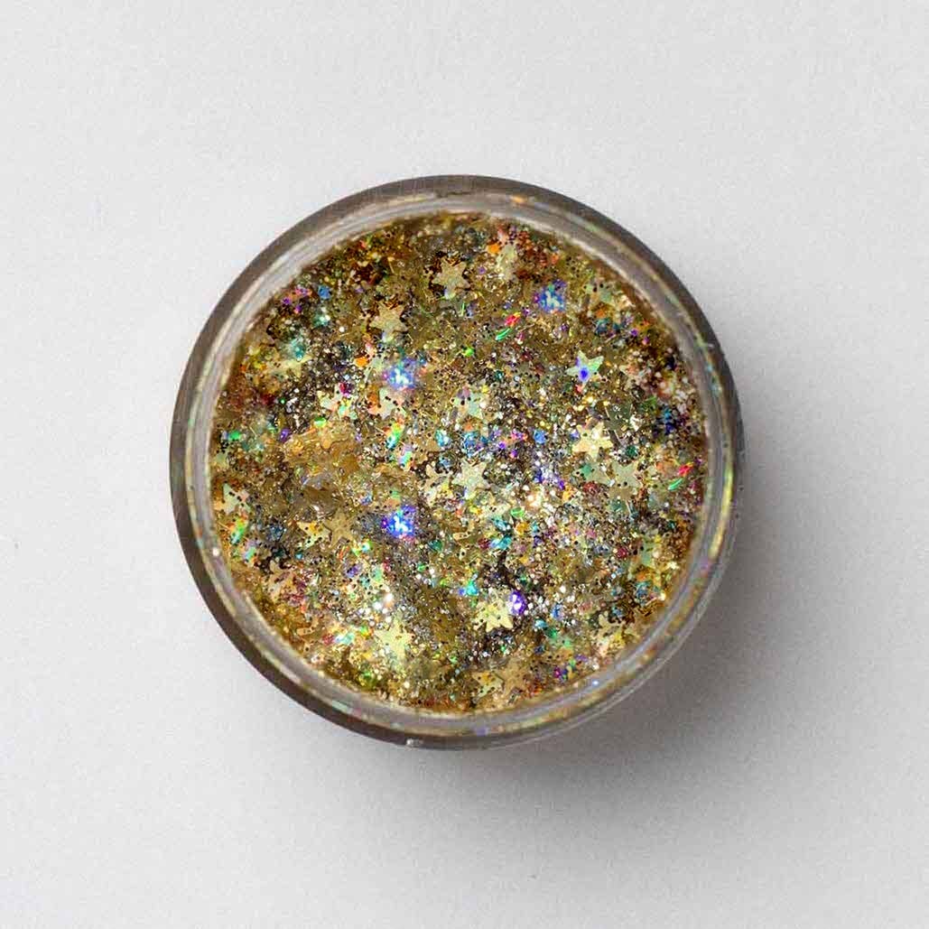 Midnight Kiss | gold star glitter gel