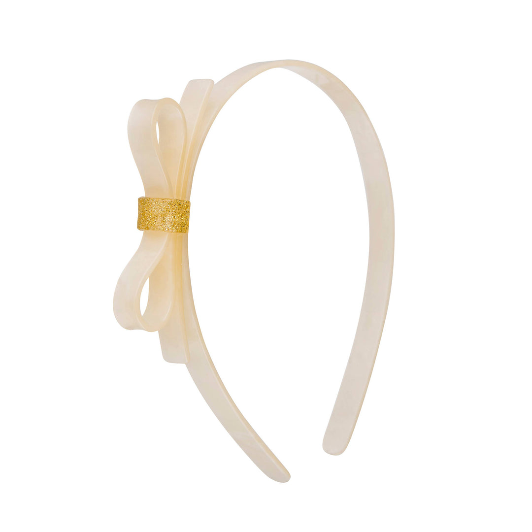 Pearlized Beige Thin Bow Headband