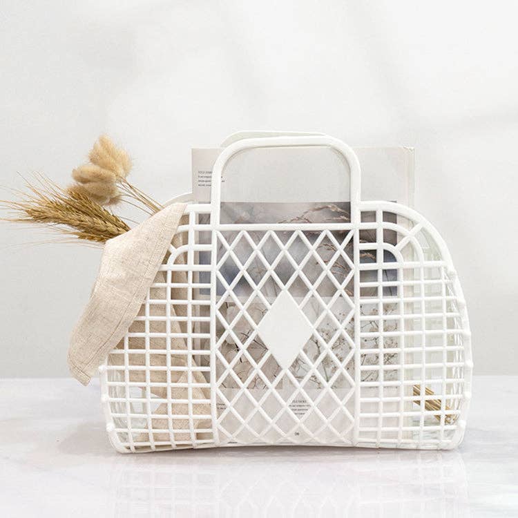 White Retro Style Jelly Tote