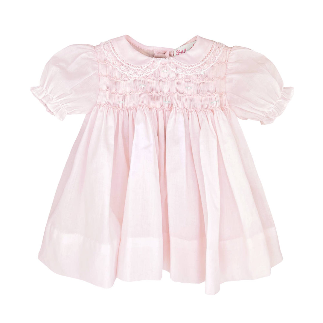 Smocked Lace Dress- Pink