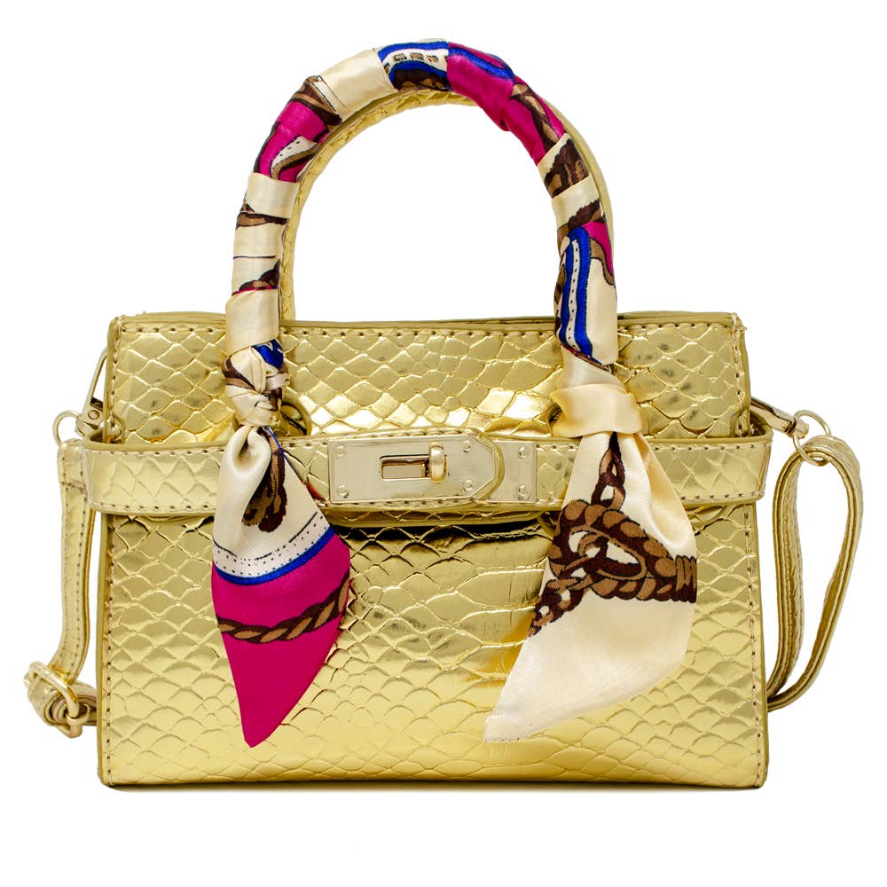 Crocodile Scarf Handbag-Gold