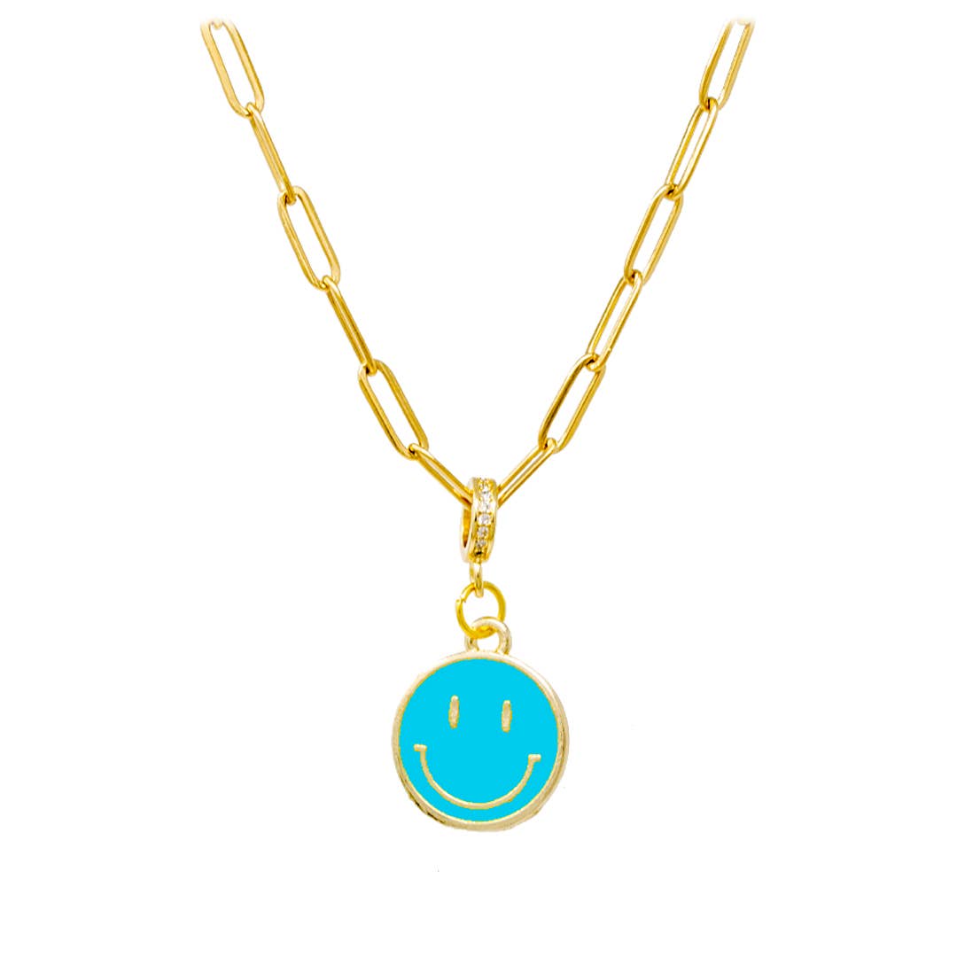 Happy Face Necklace-Teal