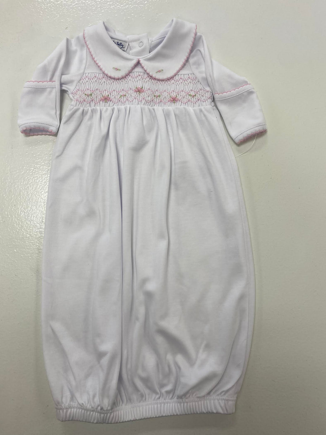 Alice and Andrew Pink Smocked Collared Gathered Gown