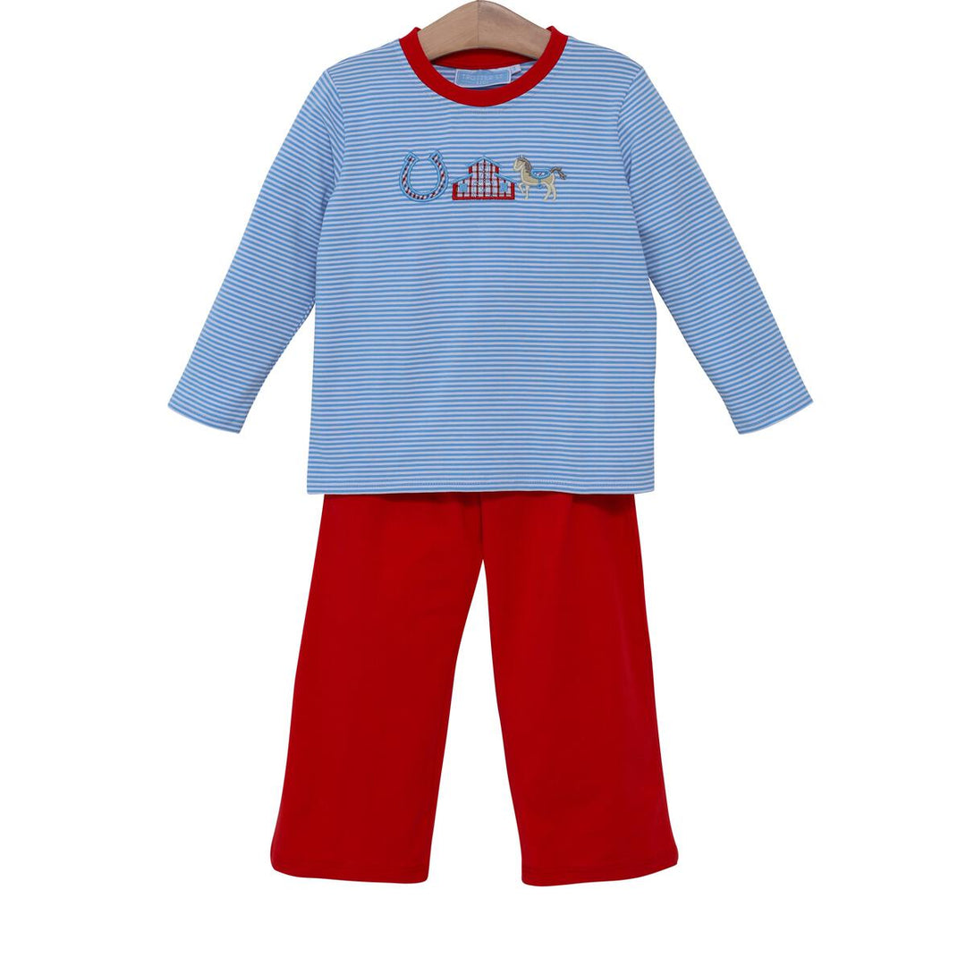 Horse and Stable Applique Pants Sets