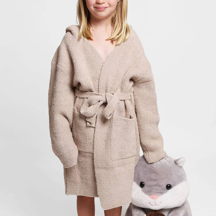 Kids Hooded Robe- Beige