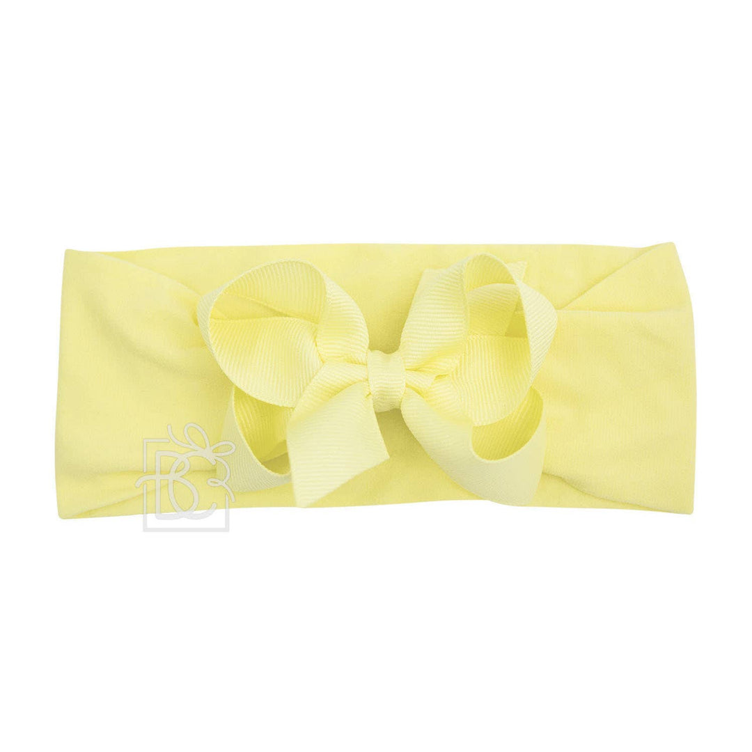 WIDE PANTYHOSE HEADBAND W/CLASSIC GROSGRAIN BOW