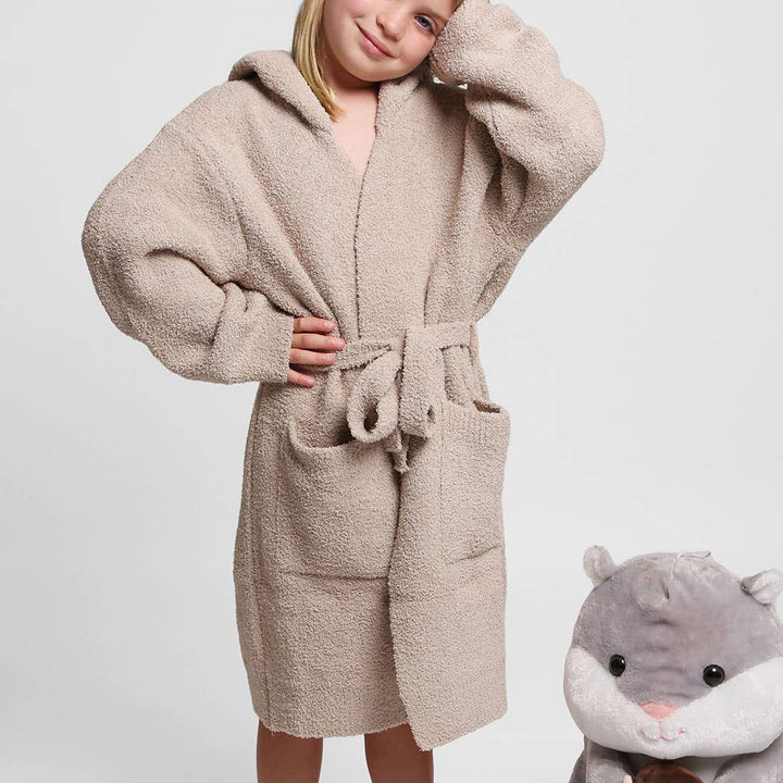 Kids Hooded Robe- Beige