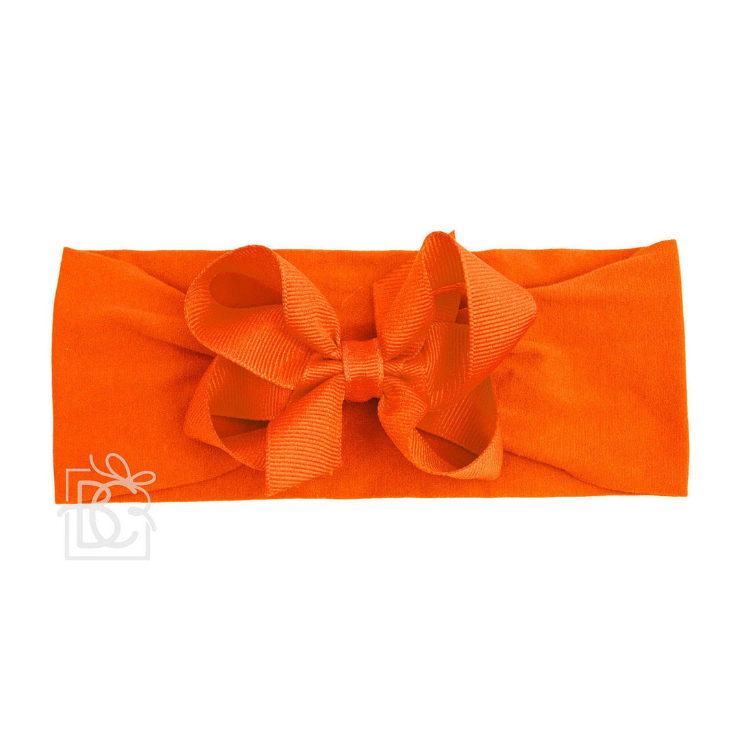 WIDE PANTYHOSE HEADBAND W/CLASSIC GROSGRAIN BOW