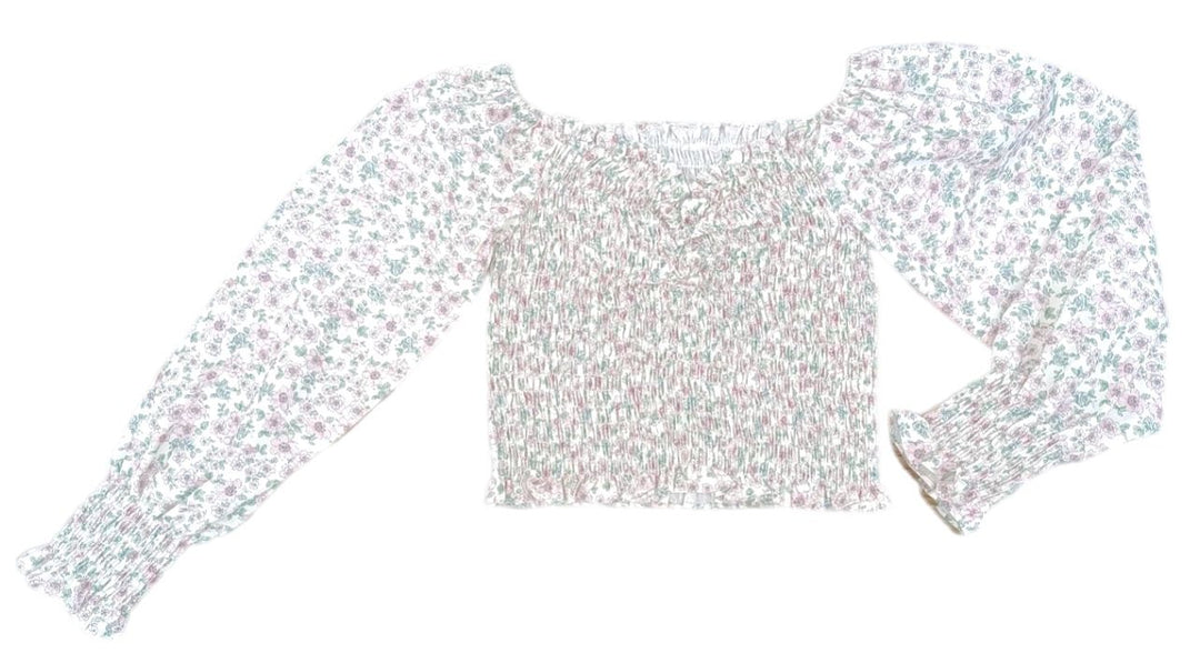 Tween L/S Smocked Top, Cherry Blossom