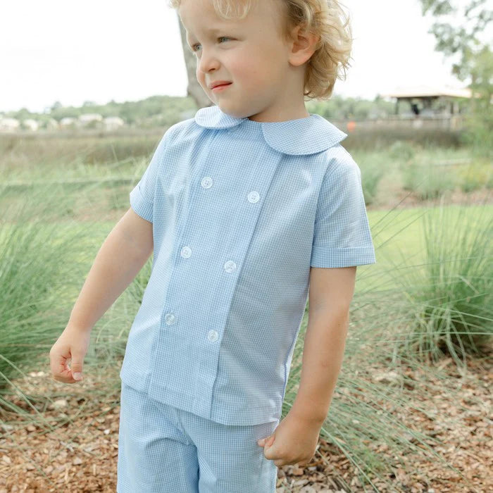 Blue Microcheck - Dressy Short Set
