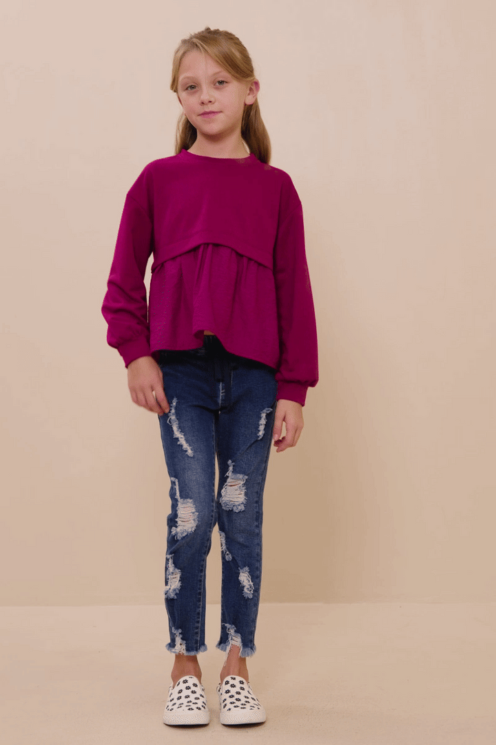 Mix Media French Terry Knit Top
