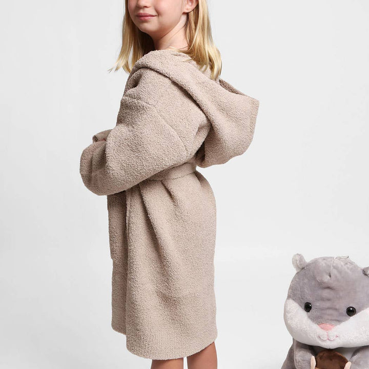 Kids Hooded Robe- Beige