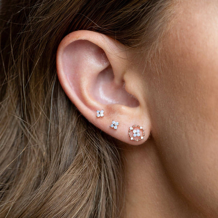 Blue Blossom Studs: Rose Gold