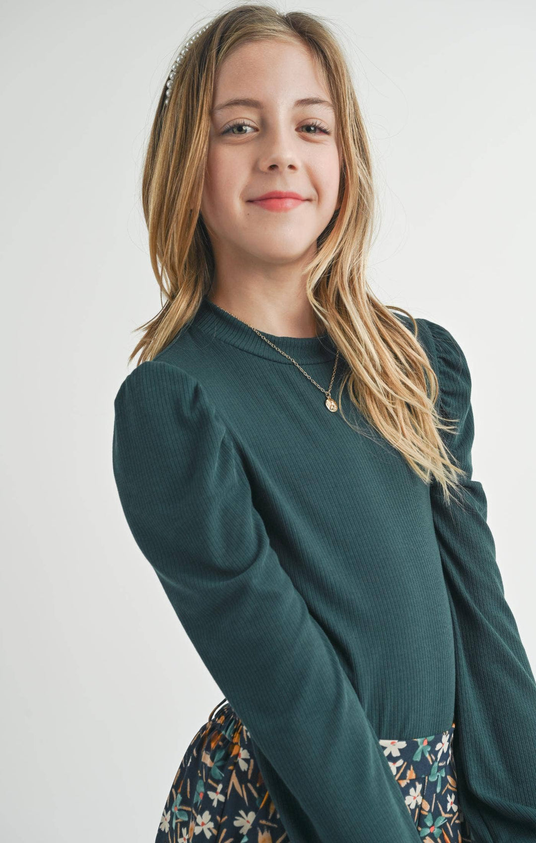 Tween Loulou Gathered Cap Ribbed Top