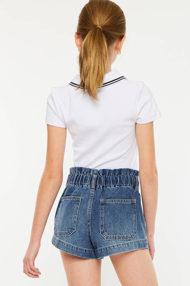 Tween Paper Bag Denim Shorts