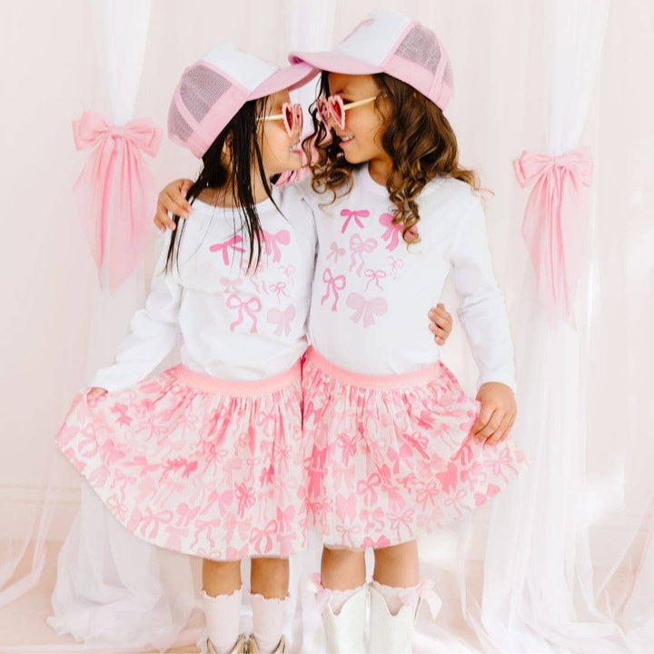 Coquette Bow Patch Trucker Hat - Pink/White - Kids Bows