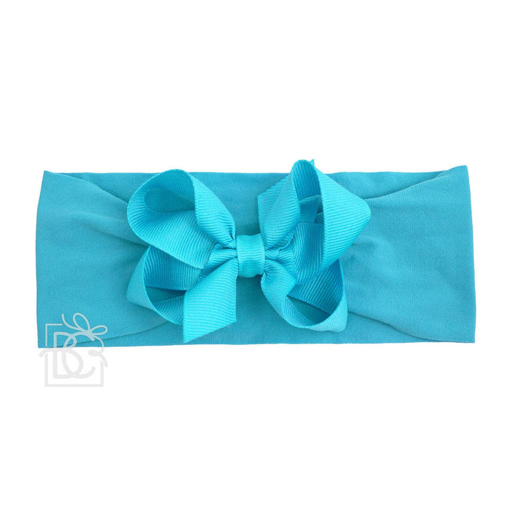 WIDE PANTYHOSE HEADBAND W/CLASSIC GROSGRAIN BOW