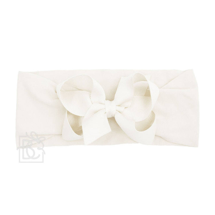 WIDE PANTYHOSE HEADBAND W/CLASSIC GROSGRAIN BOW