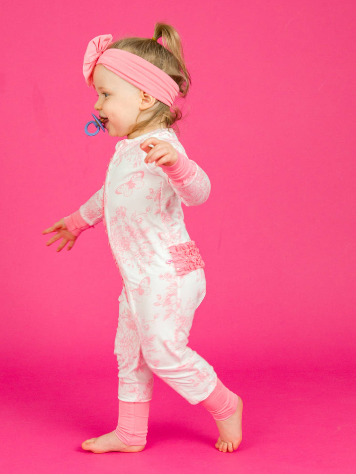 Garden Ruffle Pajama White / Newborn