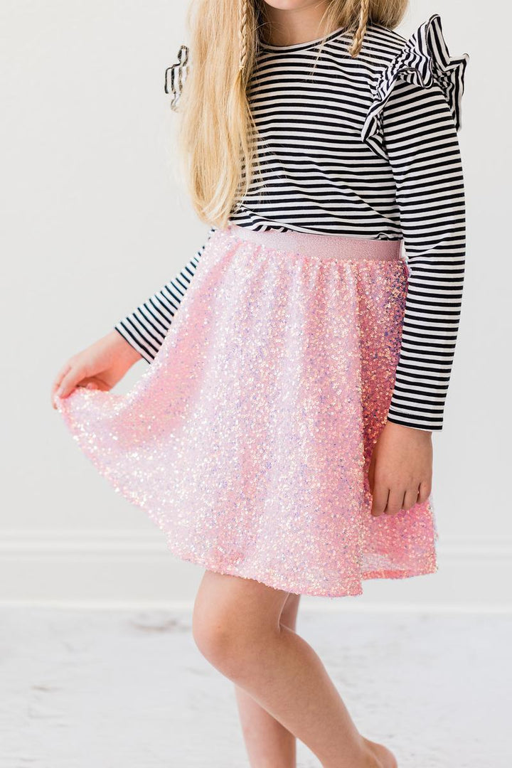 Bubblegum Pink Sequin Twirl Skirt