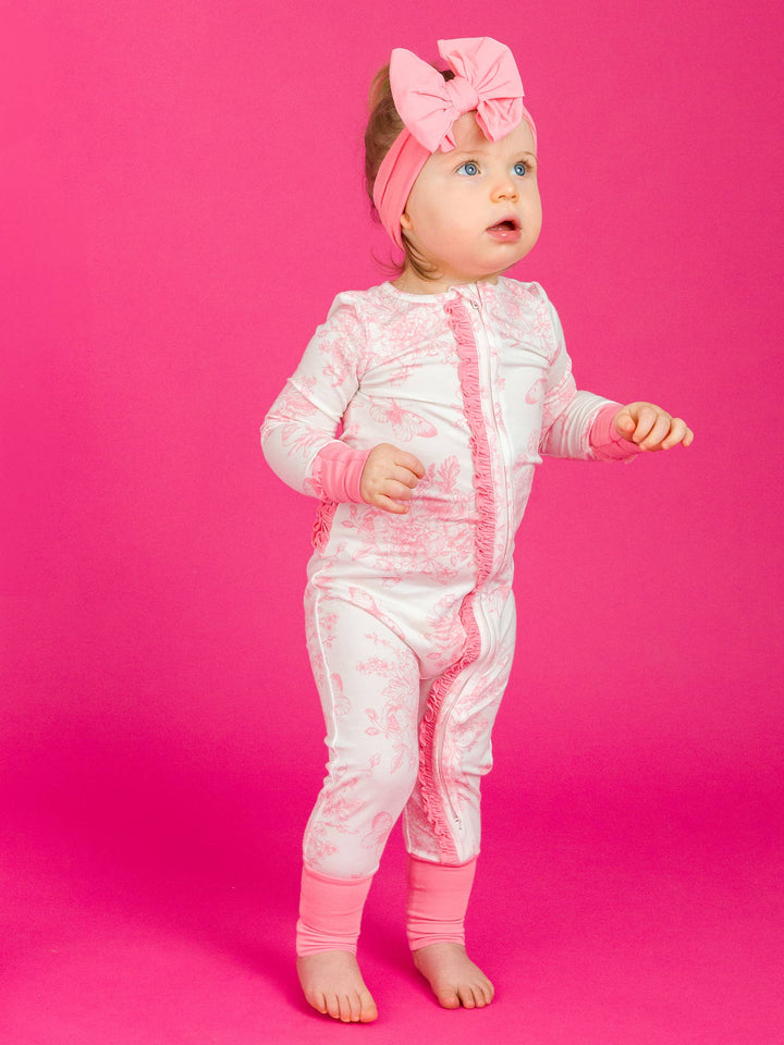 Garden Ruffle Pajama White / Newborn