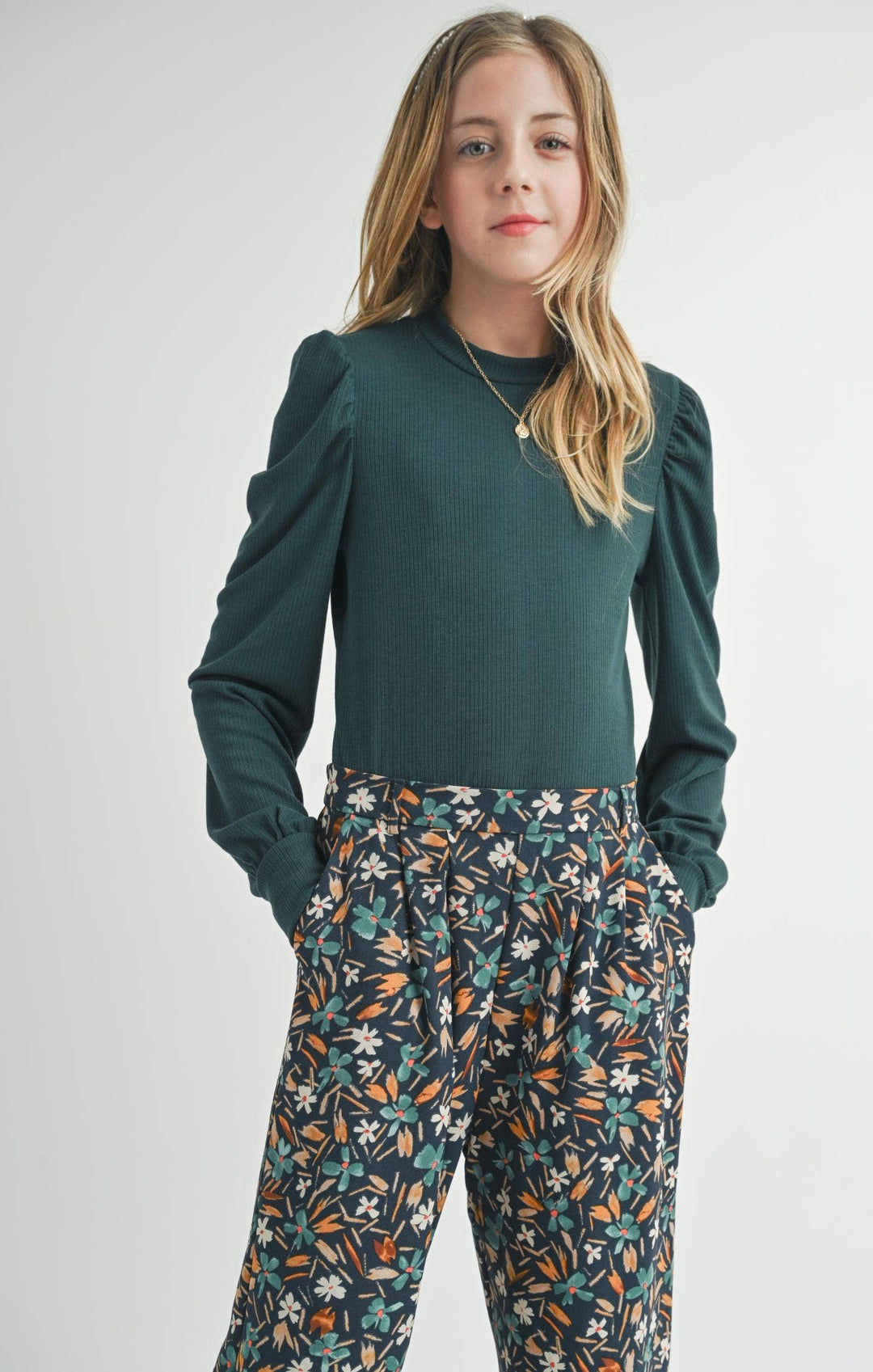 Tween Loulou Gathered Cap Ribbed Top