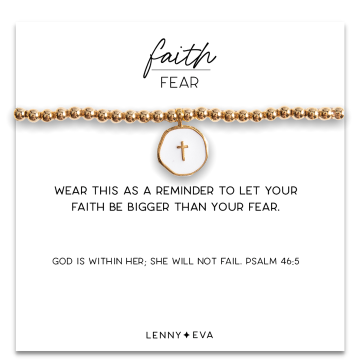 Faith Over Fear Cross Charm Bracelet-Abalone Cross