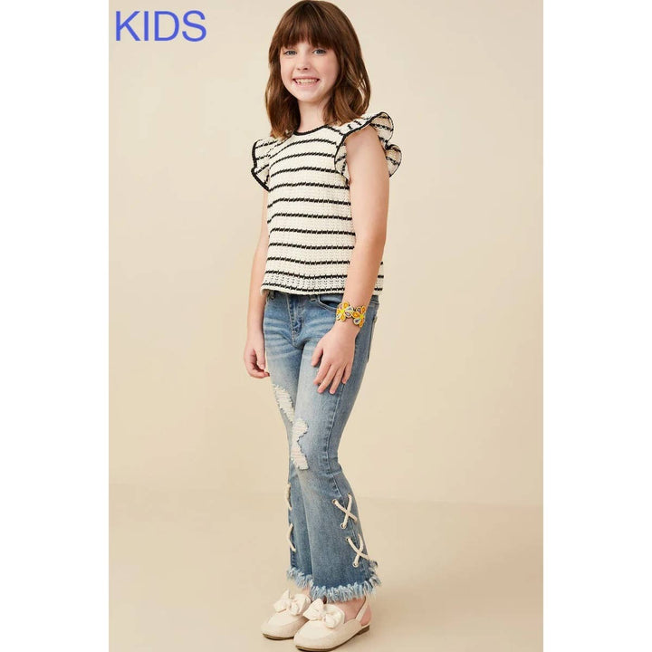 Textured Stripe Knit Tank: Oatmeal