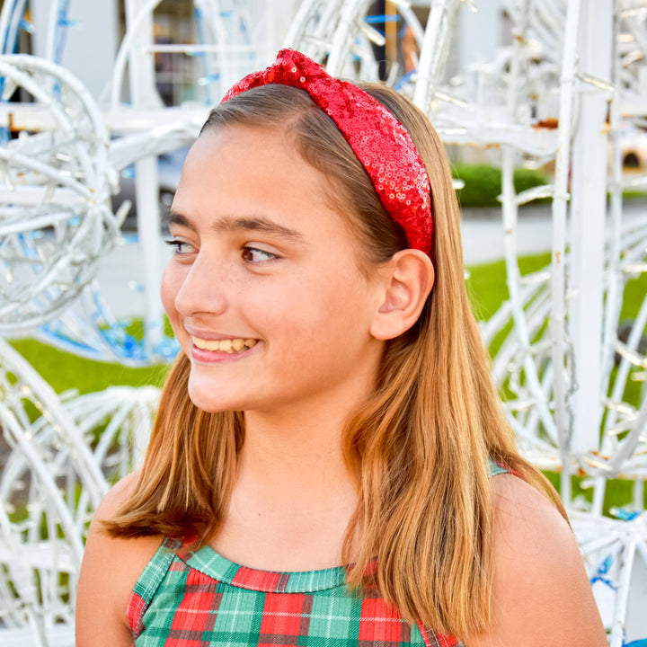 Sequin Knot Headband - Green