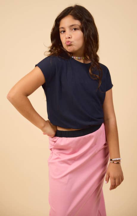 Tween On My Mind Elastic Hem Knit Top