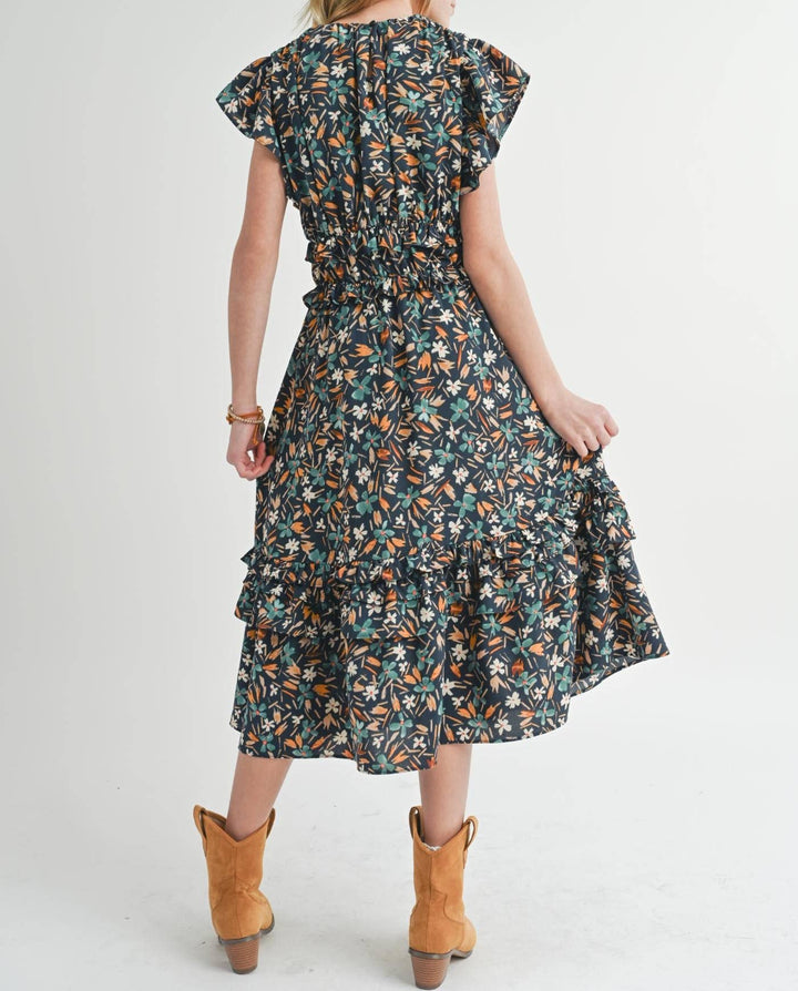 Tween Delightful Floral Ruffle Dress