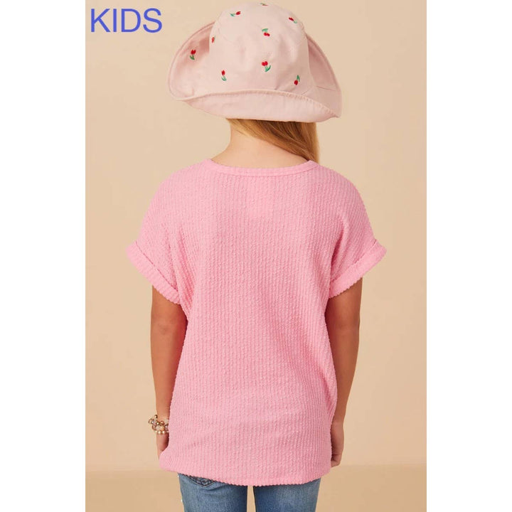 Roll Sleeve T Shirt : PINK