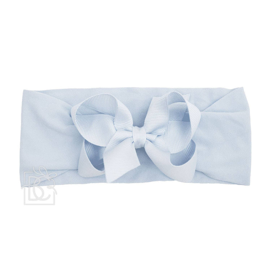 WIDE PANTYHOSE HEADBAND W/CLASSIC GROSGRAIN BOW