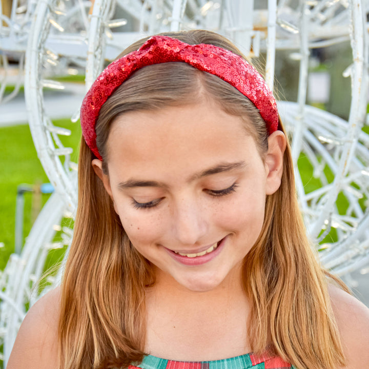 Sequin Knot Headband - Green